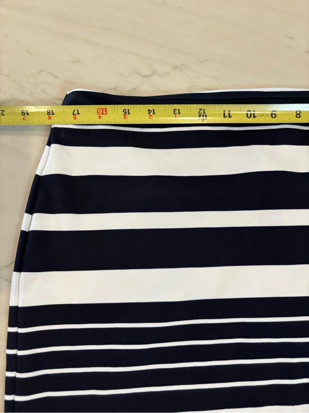 Michael Kors Striped Navy, White & Orange Pencil Skirt